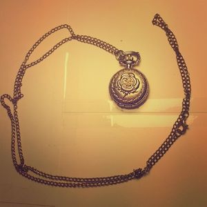 Silver “pocket watch” necklace